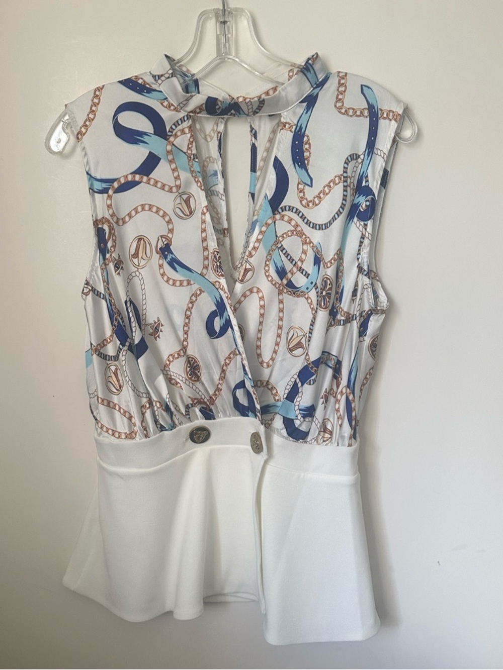 VALENTINE Chain Rope Nautical motif  Sleeveless & Peplum Waist ~L